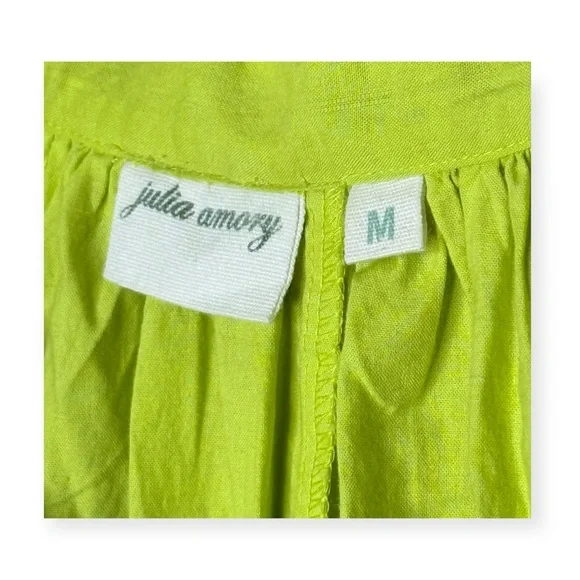 Julia Amory 𖤗 Coatue Mademoiselle Short Sleeve Embroidery Dress 𖤗 Chartreuse 𖤗 M - Picture 6 of 16
